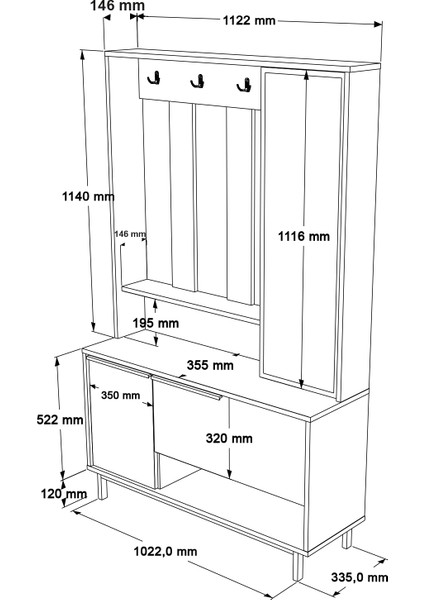Portmanto Vestiyer Ayakkabılık Aynalı Metal Ayaklı Beyaz fırsatları