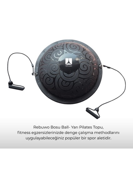 Siyah Bosu Ball Yarı Pilates Denge Topu 60 cm – Direnç Lastikli & Pompa Hediyeli, Ev ve Spor Salonu Egzersiz Aleti fırsatları