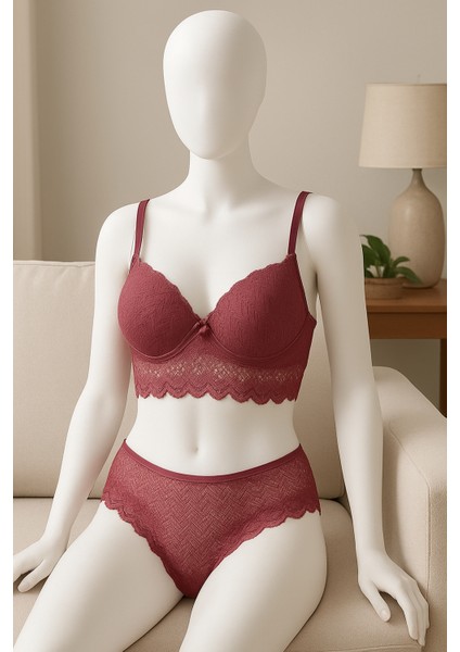 Büstiyer Iç Çamaşır Takım Dolgulu Sütyen Külot Dantelli