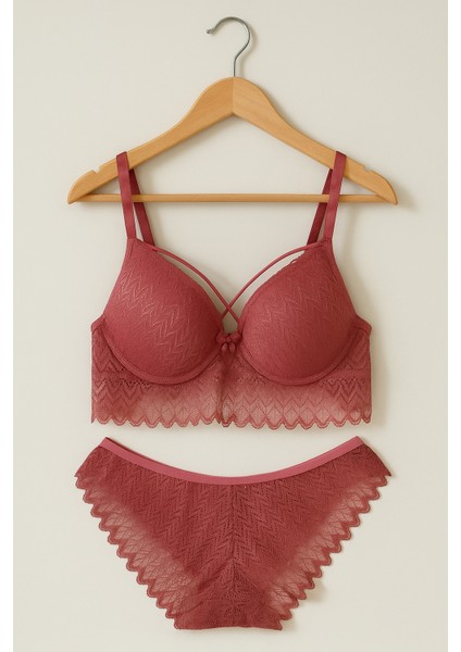 Büstiyer Iç Çamaşır Takım Dolgulu Sütyen Külot Dantelli