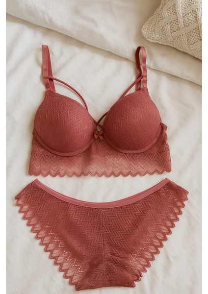 Büstiyer Iç Çamaşır Takım Dolgulu Sütyen Külot Dantelli