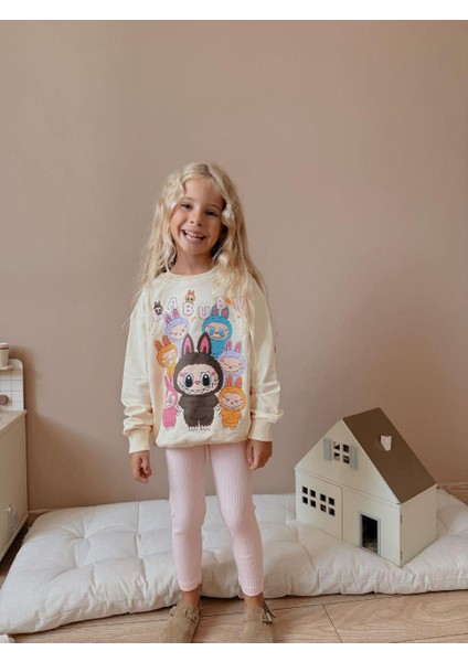 Labubu Baskılı Eşofman 2 Iplik Kız Çocuk Taytlı Alt Üst Takım modelleri