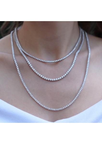 Zirkon Taşlı Su Yolu Gümüş Kolye modelleri