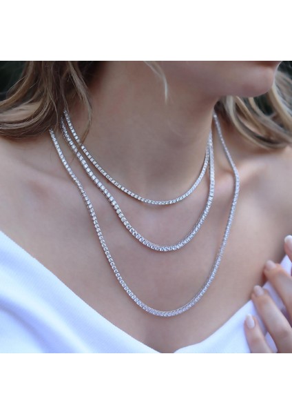 Zirkon Taşlı Su Yolu Gümüş Kolye indirimleri