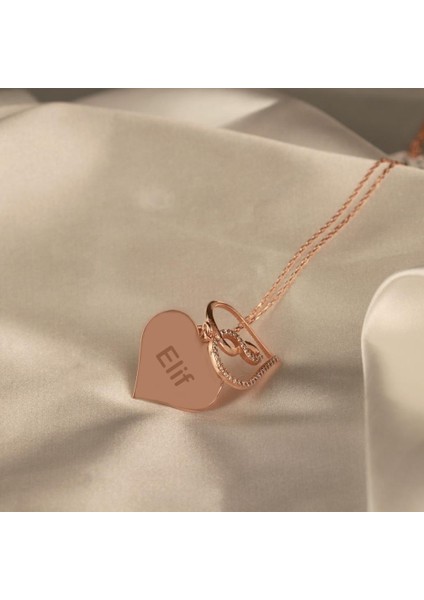 Kalp Sonsuzlukrose Gold Kaplama Gümüş Kolye modelleri