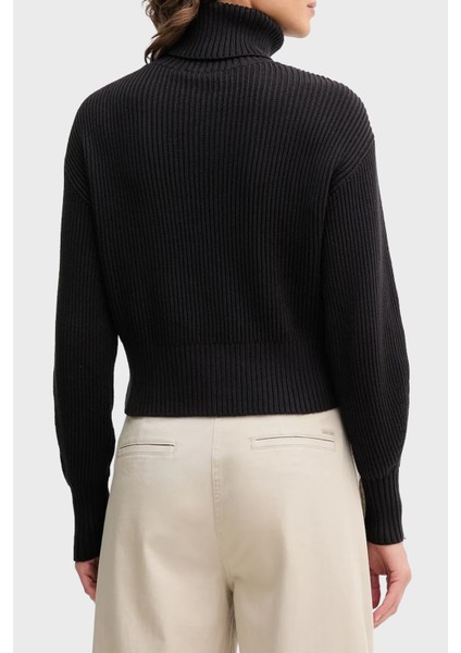 % 100 Pamuk Loose Fit Balıkçı Yaka Logolu Kazak LV047D349GUB1 Bayan Kazak LV047D349G Ub1 modelleri