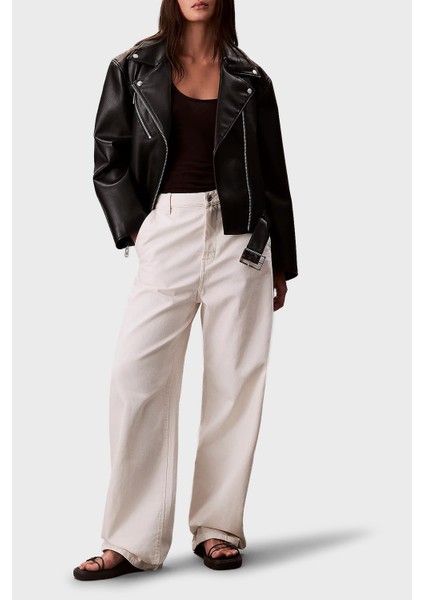 Relaxed Fit Kemerli Apaş Yaka Biker Deri Ceket LV044C532GBAE Bayan Ceket LV044C532G Bae fiyatları