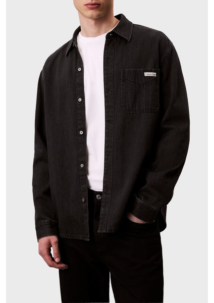 Pamuklu Regular Fit Klasik Yaka Tek Cepli Kot Gömlek LV04RD765G57L Erkek Kot Gömlek LV04RD765G 57L