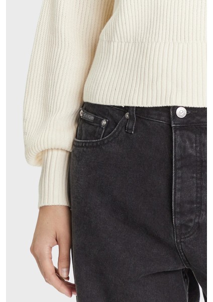 % 100 Pamuk Loose Fit Balıkçı Yaka Logolu Kazak LV047D349G101 Bayan Kazak LV047D349G 101 fırsatları