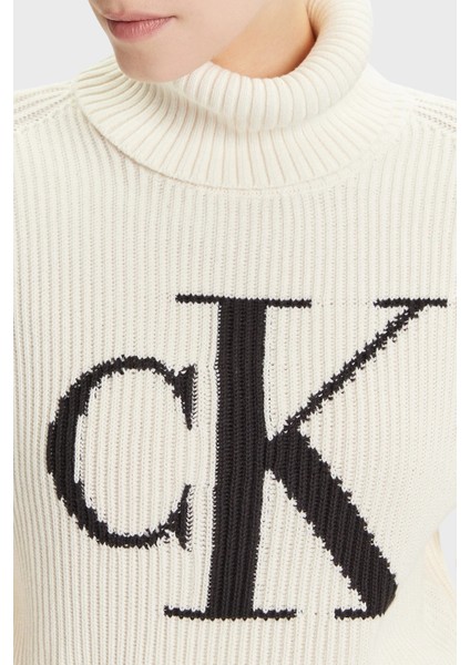 % 100 Pamuk Loose Fit Balıkçı Yaka Logolu Kazak LV047D349G101 Bayan Kazak LV047D349G 101 indirimleri