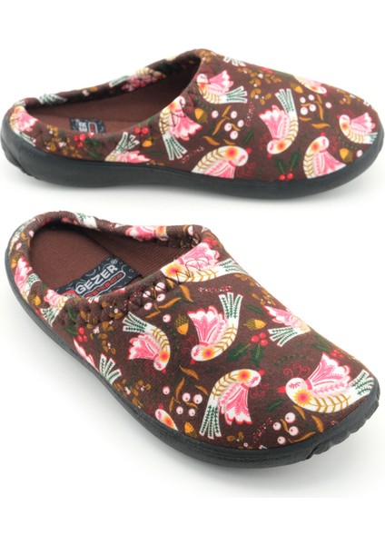 Kadın Kışlık Pu Rahat Taban Desenli Ev Bahçe Gondol Terlik