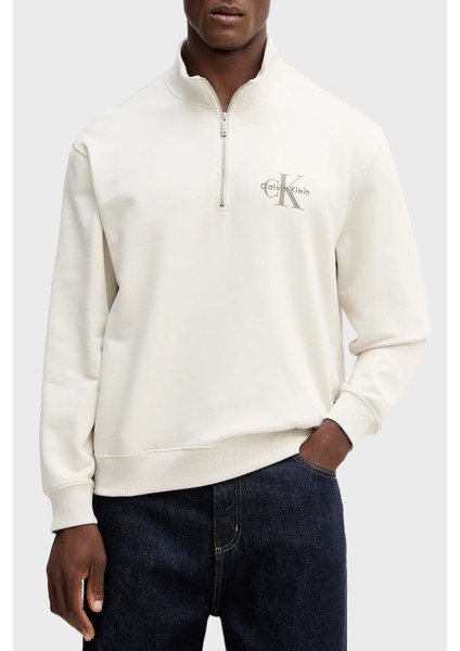 Pamuklu Loose Fit Yarım Fermuarlı Dik Yaka Sweat LV04RD244G67U Erkek Sweat LV04RD244G 67U