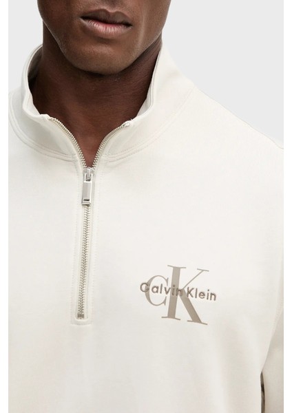 Pamuklu Loose Fit Yarım Fermuarlı Dik Yaka Sweat LV04RD244G67U Erkek Sweat LV04RD244G 67U fırsatları