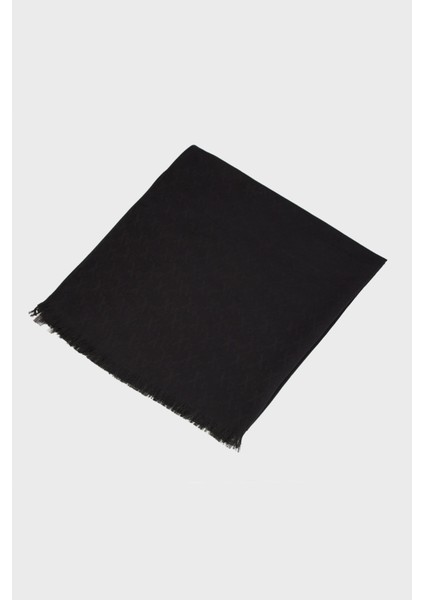 Jakarlı Logo Baskılı Pamuklu 80 x 186 cm Şal Erkek Şal XM002019 AF19835 UC001