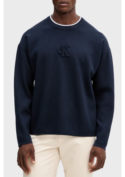 Kabartmalı Logolu Regular Fit Sıfır Yaka Kazak LV04RD300GCEF Erkek Kazak LV04RD300G Cef