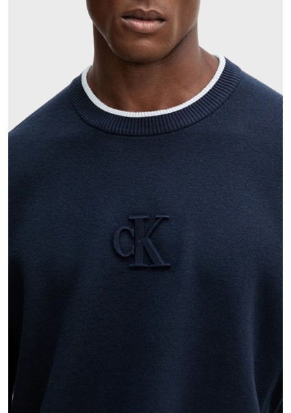 Kabartmalı Logolu Regular Fit Sıfır Yaka Kazak LV04RD300GCEF Erkek Kazak LV04RD300G Cef modelleri