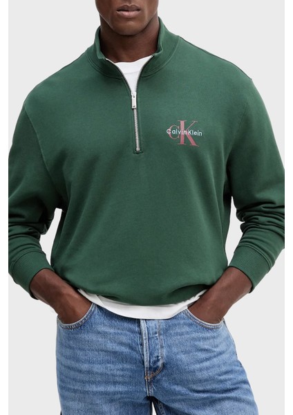 Pamuklu Loose Fit Yarım Fermuarlı Dik Yaka Sweat LV04RD244GLLG Erkek Kazak LV04RD244G Llg