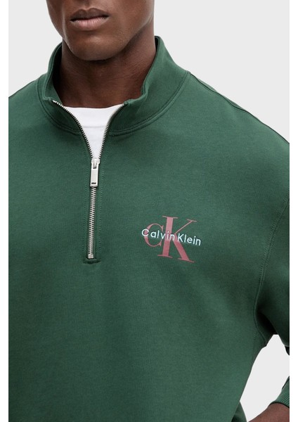 Pamuklu Loose Fit Yarım Fermuarlı Dik Yaka Sweat LV04RD244GLLG Erkek Kazak LV04RD244G Llg modelleri