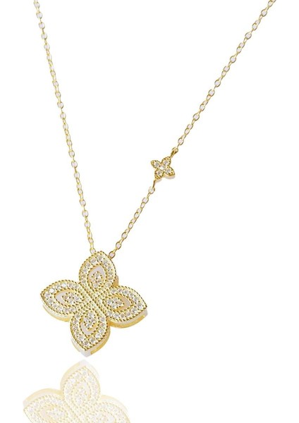 Alhambra Model Zirkon Taşlı Gold Kaplama Gümüş Kolye modelleri