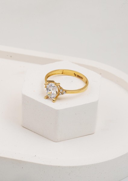 Oval 14 Ayar Altın Tektaş Yüzük modelleri