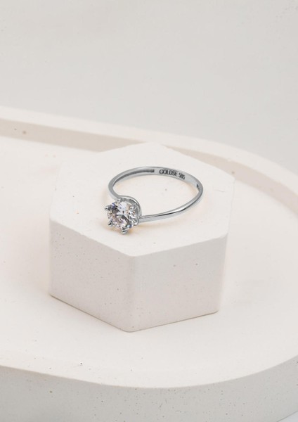 14 Ayar Altın Beyaz Tektaş Yüzük fırsatları