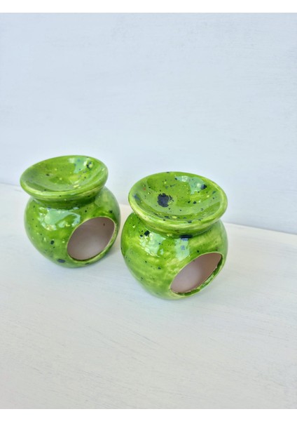 KİLİDA SANAT SERAMİK EL YAPIMI MODERN BUHURDANLIK-YEŞİL