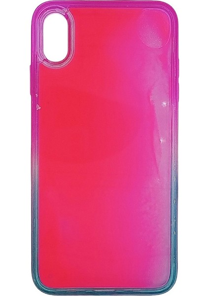 iPhone x / Xs Uyumlu Fosforlu Sulu Telefon Kılıfı Neon Pembe