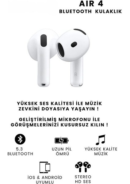 Air 4 Bluetooth Kulaklık Ios ve Android Uyumlu Kablosuz Kulaklık fiyatları