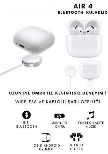 Air 4 Bluetooth Kulaklık Ios ve Android Uyumlu Kablosuz Kulaklık fırsatları