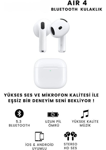 Air 4 Bluetooth Kulaklık Ios ve Android Uyumlu Kablosuz Kulaklık