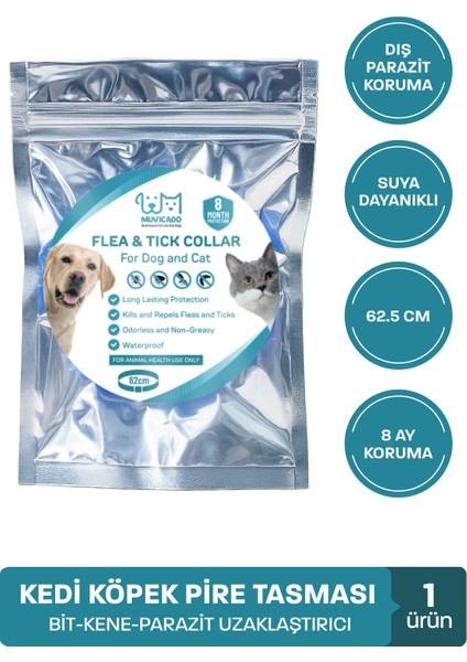 Köpek Pire Kene Tasması Bit Pire Kene Parazit Önleyici Ayarlanabilir Doğal Tasma 62 cm Kedi Tasması