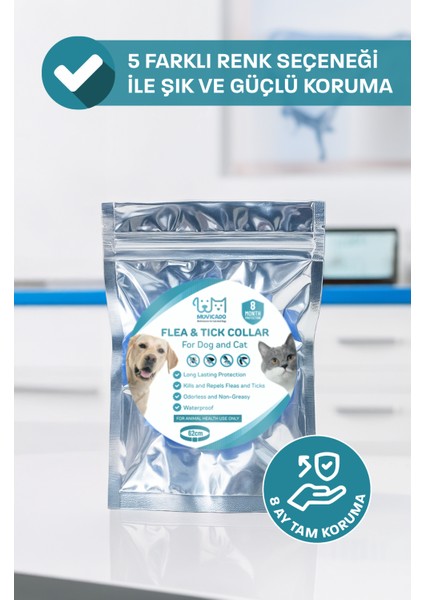 Köpek Pire Kene Tasması Bit Pire Kene Parazit Önleyici Ayarlanabilir Doğal Tasma 62 cm Kedi Tasması