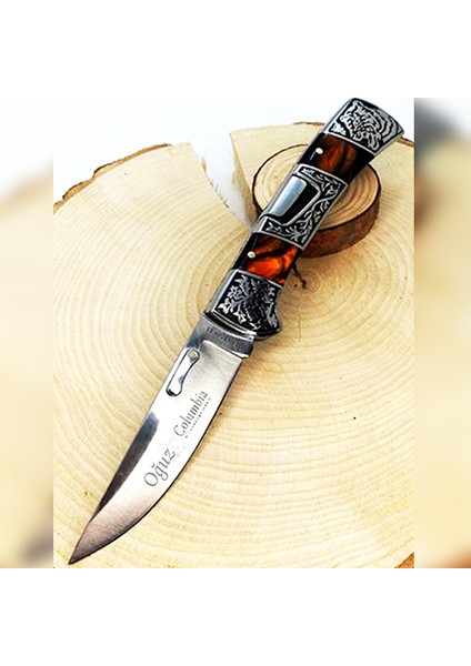 Kişiye Özel Isimli Columbia B-3159-B- 22 cm Isim Baskılı Columbia Avci Çakısı