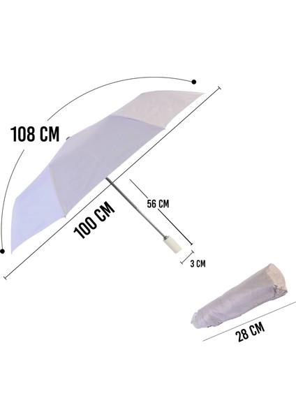 Moods Up Açık Gri Tam Otomatik Uv Şemsiye, Rüzgara Dayanıklı, Hızlı Kuruyan, Çanta Boy