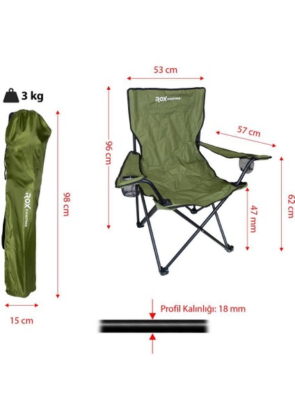 Rox Campıng Katlanır Kamp Sandalyesi - Yeşil fiyatları