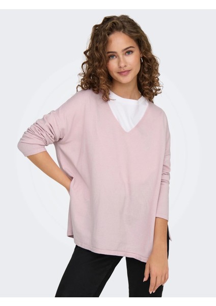 15354092 V Yaka Kadin Triko - Pembe fırsatları