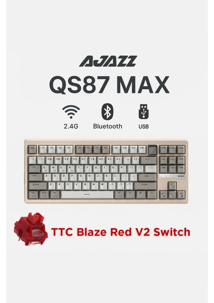 QS87 Max 3 Modlu Bağlantı, Alüminyum Alaşım, 87 Tuş, Tft Ekranlı, 8000 Mah, Custom Mekanik Klavye