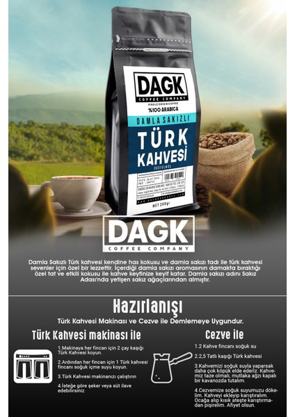 Damla Sakızlı Türk Kahvesi 200 g – Yoğun Aromalı Arabica, Espresso ve Filtre Kahveye Uygun, Türkiye Üretimi fırsatları