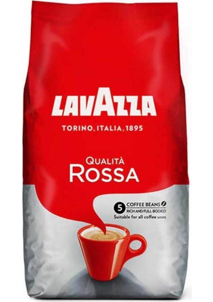 Qualita Rossa Çekirdek Kahve 1000 g – Yoğun Aromalı, 70% Arabica 30% Robusta, Espresso ve Filtre İçin İtalyan Kahvesi
