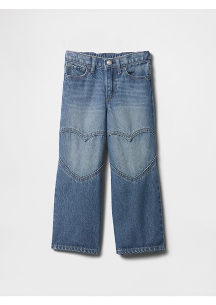 Kız Bebek Mavi Wide Leg Denim Pantolon