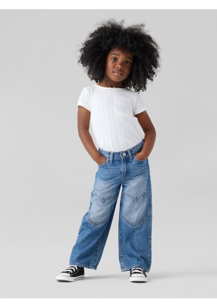 Kız Bebek Mavi Wide Leg Denim Pantolon fırsatları