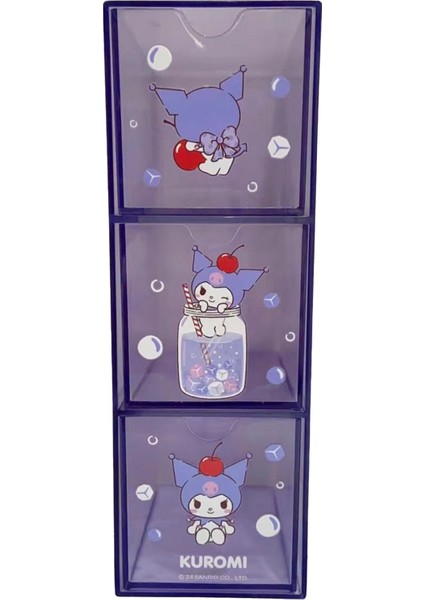 Sanrio Lisanslı 3 Katlı Çekmece Düzenleyici - Kuromi