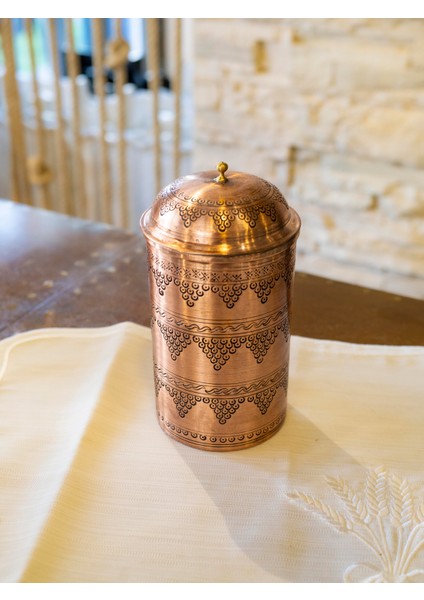 Bakır Baharatlık Nakış İşleme Üzüm Desenli Uzun Mat Bakır Renk fiyatları