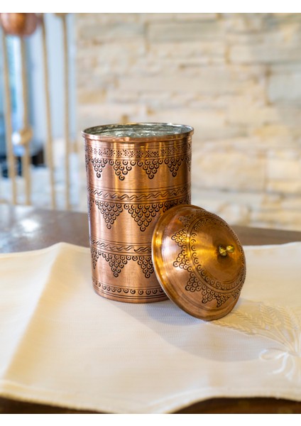 Bakır Baharatlık Nakış İşleme Üzüm Desenli Uzun Mat Bakır Renk modelleri