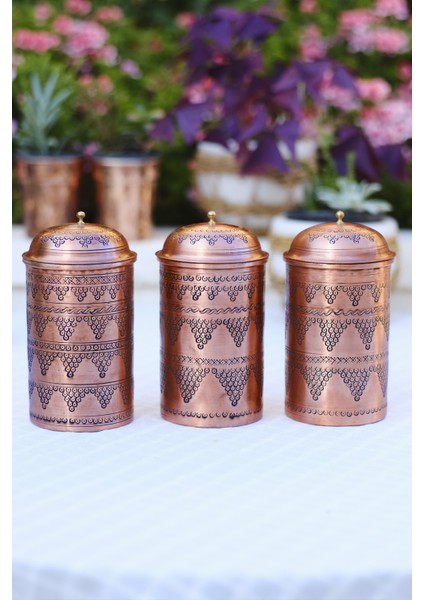 Bakır Baharatlık Nakış İşleme Üzüm Desenli Uzun Mat Bakır Renk indirimleri