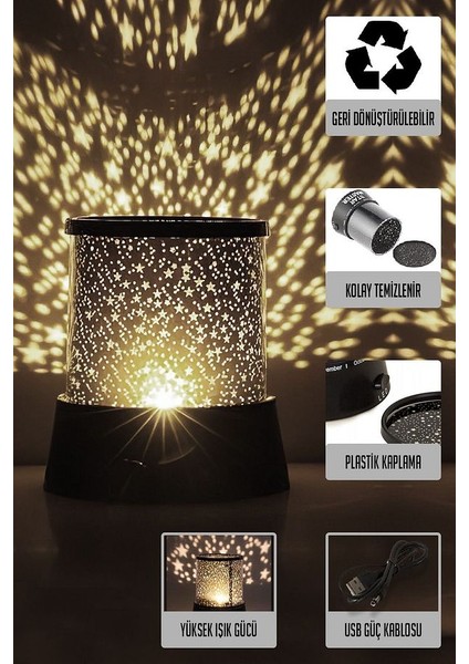 Renkli Yıldızlı Gökyüzü Projeksiyonlu Gece Lambası- Çocuk ve Bebek Odası Için Dekoratif Lamba fiyatları