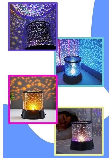 Renkli Yıldızlı Gökyüzü Projeksiyonlu Gece Lambası- Çocuk ve Bebek Odası Için Dekoratif Lamba indirimleri