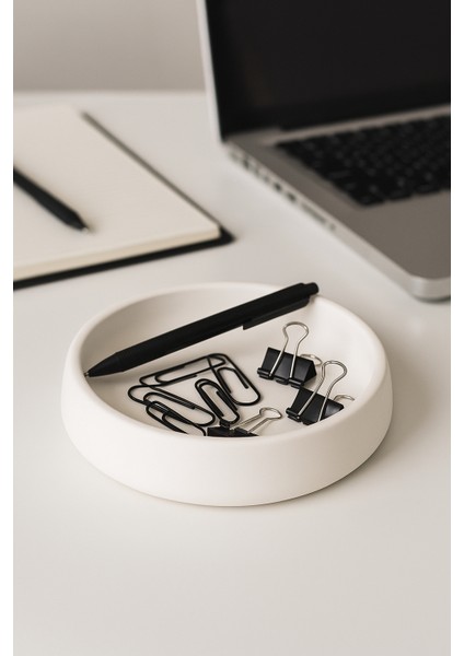 Lümin Modern Beyaz Dekoratif Kase – El Yapımı Minimalist Tasarım