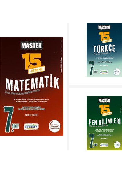 Okyanus 7. Sınıf Master 15 Matematik Türkçe Fen Bilimleri Denemes