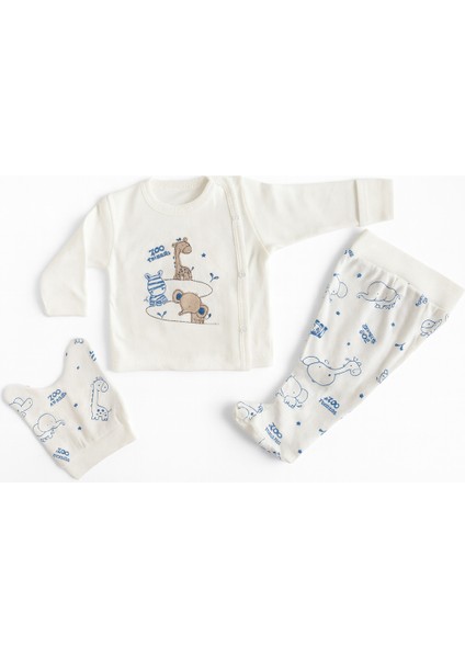 Bebek Hastane Çıkışı 3’lü Set | %100 Pamuk, Zıbın, Patikli Alt, Şapka fiyatları